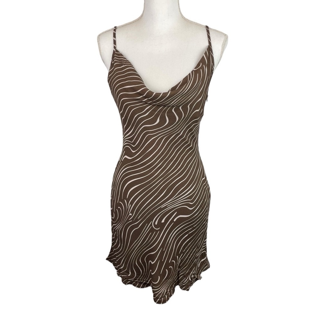 Charlie Holiday | Brown Cream Retro Zebra Lola Slip Mini Dress